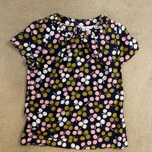 Boden Pink and Yellow Ruffled Blouse with Peter Pan Collar